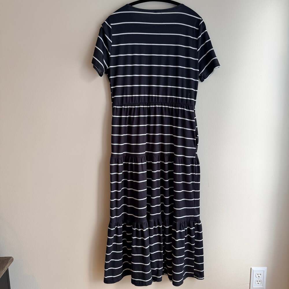 Women's Summer Casual Short Sleeve T Shirt Dress with Pockets Striped Size Mediu - Picture 7 of 9